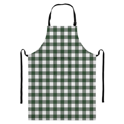 Forest Green Buffalo Check Pattern Print Bib Apron With Pocket