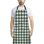 Forest Green Buffalo Check Pattern Print Bib Apron With Pocket