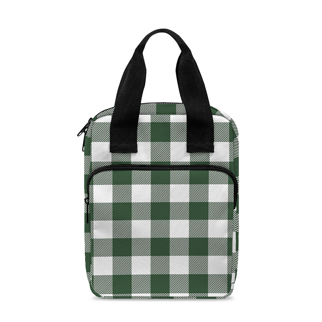 Forest Green Buffalo Check Pattern Print Bible Tote Bag