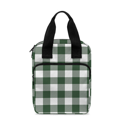 Forest Green Buffalo Check Pattern Print Bible Tote Bag