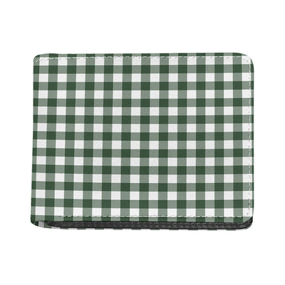Forest Green Buffalo Check Pattern Print Bifold Wallet