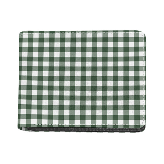 Forest Green Buffalo Check Pattern Print Bifold Wallet