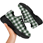 Forest Green Buffalo Check Pattern Print Black Chunky Shoes