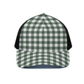 Forest Green Buffalo Check Pattern Print Black Mesh Trucker Hat