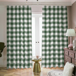 Forest Green Buffalo Check Pattern Print Blackout Pencil Pleat Curtains