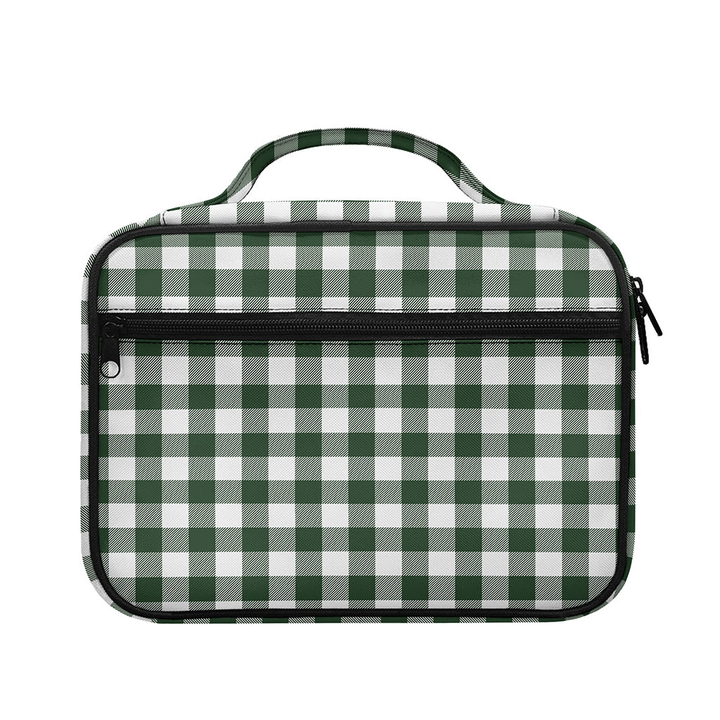 Forest Green Buffalo Check Pattern Print Briefcase Bible Bag