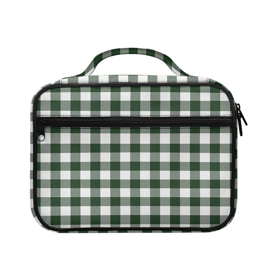Forest Green Buffalo Check Pattern Print Briefcase Bible Bag