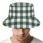 Forest Green Buffalo Check Pattern Print Bucket Hat