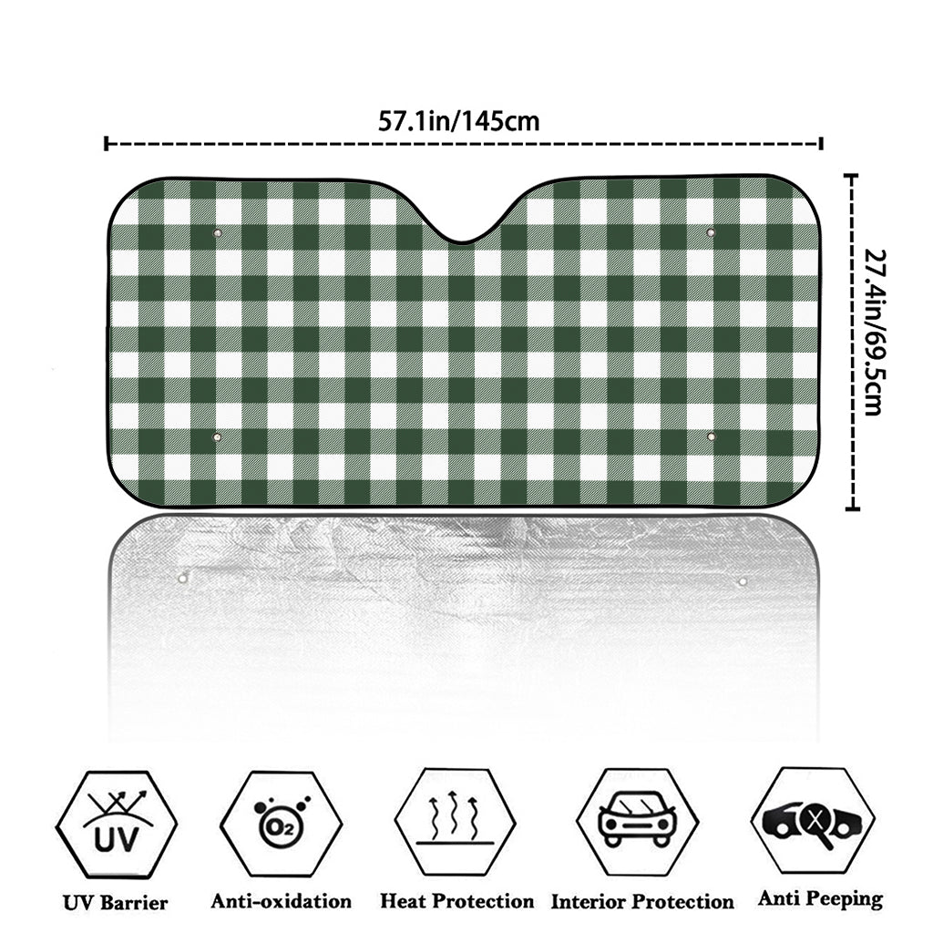 Forest Green Buffalo Check Pattern Print Car Windshield Sun Shade