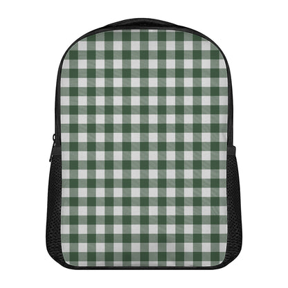 Forest Green Buffalo Check Pattern Print Casual Backpack