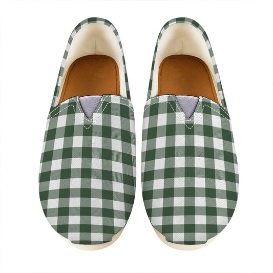 Forest Green Buffalo Check Pattern Print Casual Shoes