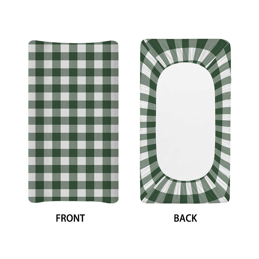 Forest Green Buffalo Check Pattern Print Changing Pad Cover