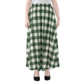 Forest Green Buffalo Check Pattern Print Chiffon Maxi Skirt