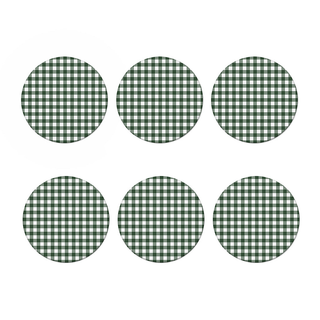 Forest Green Buffalo Check Pattern Print Coaster Set