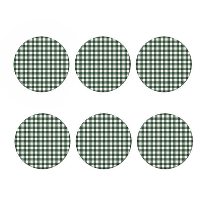 Forest Green Buffalo Check Pattern Print Coaster Set