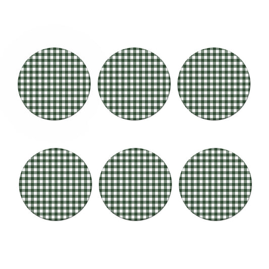 Forest Green Buffalo Check Pattern Print Coaster Set