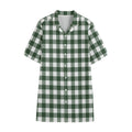 Forest Green Buffalo Check Pattern Print Cotton Hawaiian Shirt