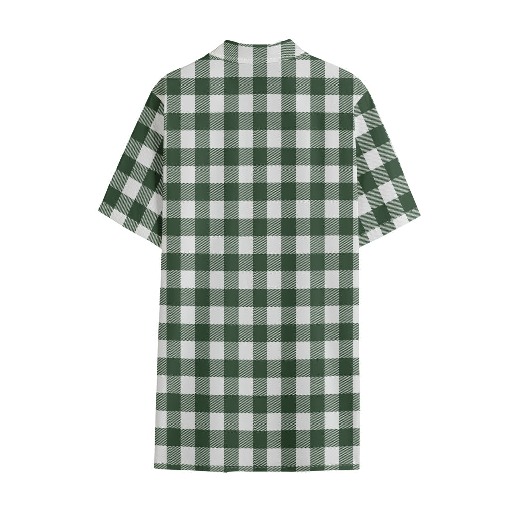 Forest Green Buffalo Check Pattern Print Cotton Hawaiian Shirt