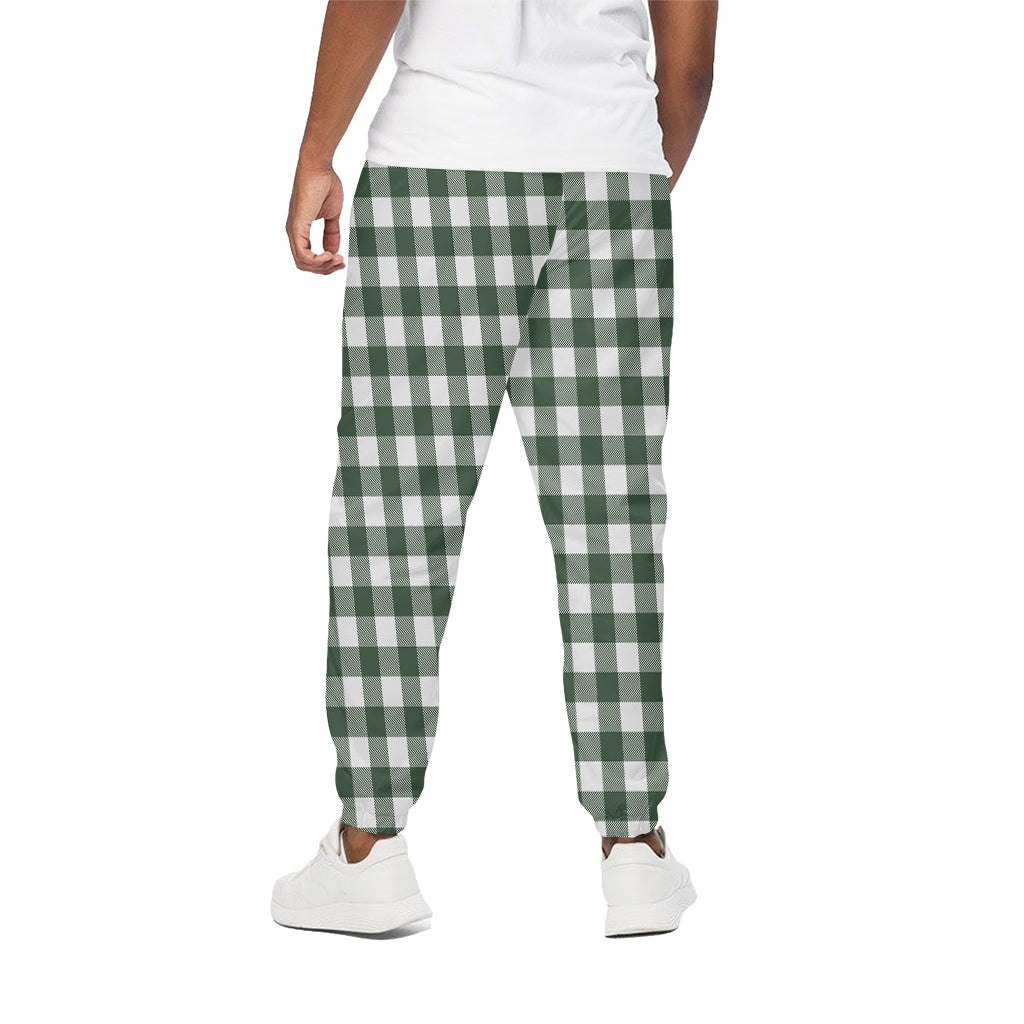 Forest Green Buffalo Check Pattern Print Cotton Pants