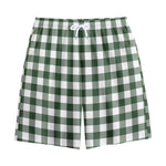 Forest Green Buffalo Check Pattern Print Cotton Shorts