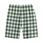 Forest Green Buffalo Check Pattern Print Cotton Shorts