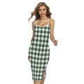 Forest Green Buffalo Check Pattern Print Cross Back Cami Dress