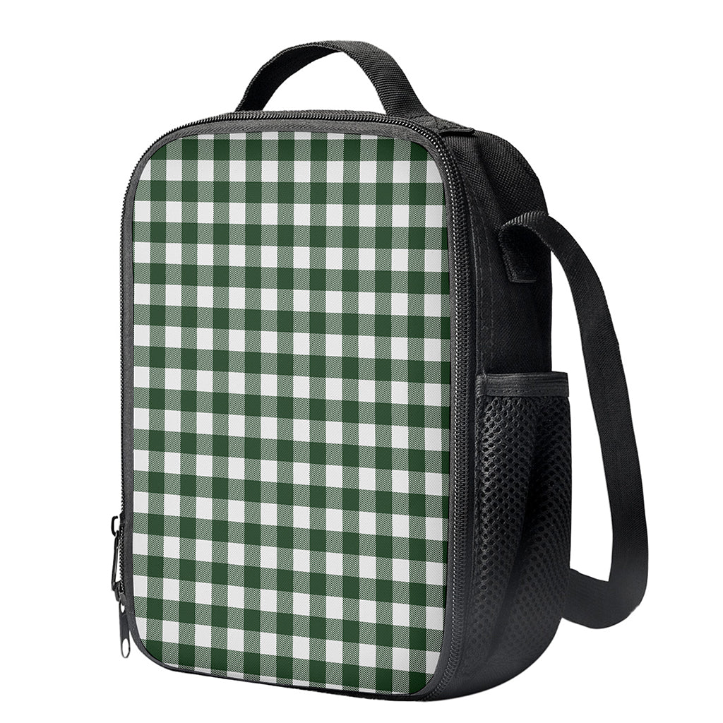 Forest Green Buffalo Check Pattern Print Crossbody Lunch Bag