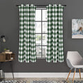 Forest Green Buffalo Check Pattern Print Grommet Curtain Panels