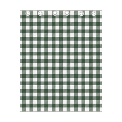 Forest Green Buffalo Check Pattern Print Curtain