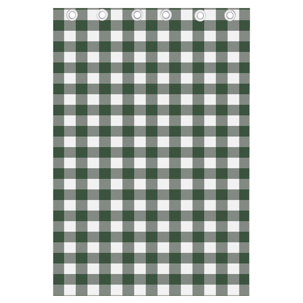 Forest Green Buffalo Check Pattern Print Curtain