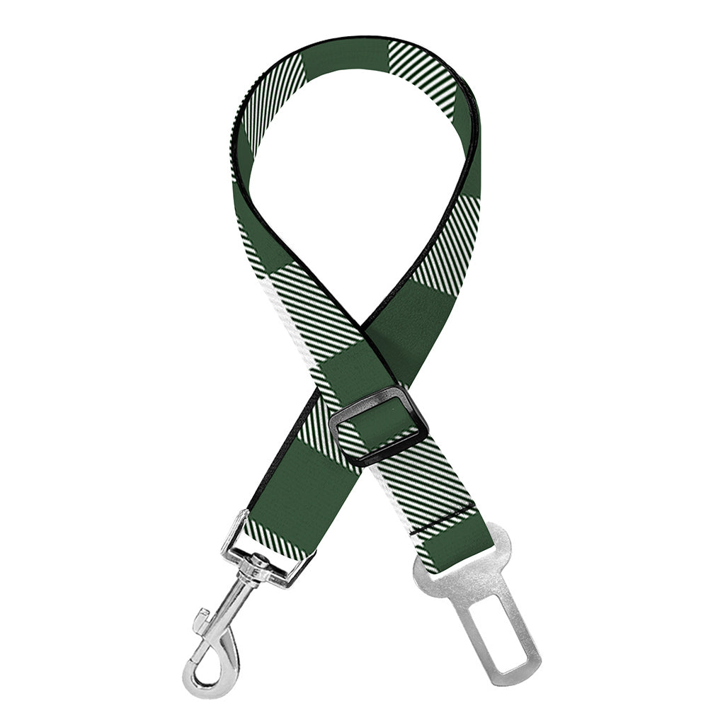 Forest Green Buffalo Check Pattern Print Dog Seat Belt