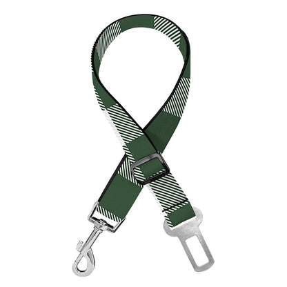 Forest Green Buffalo Check Pattern Print Dog Seat Belt