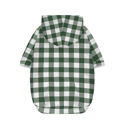 Forest Green Buffalo Check Pattern Print Dog Zip Up Hoodie