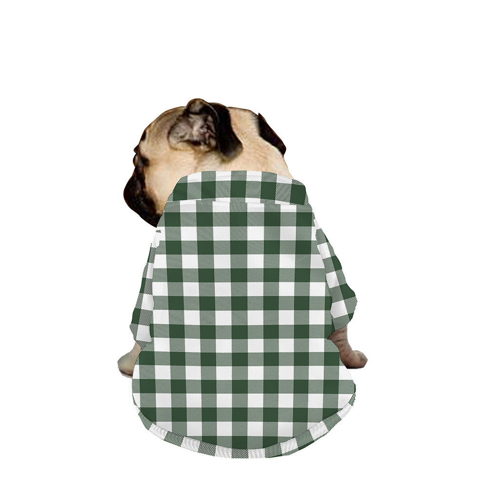 Forest Green Buffalo Check Pattern Print Dog Zip Up Jacket