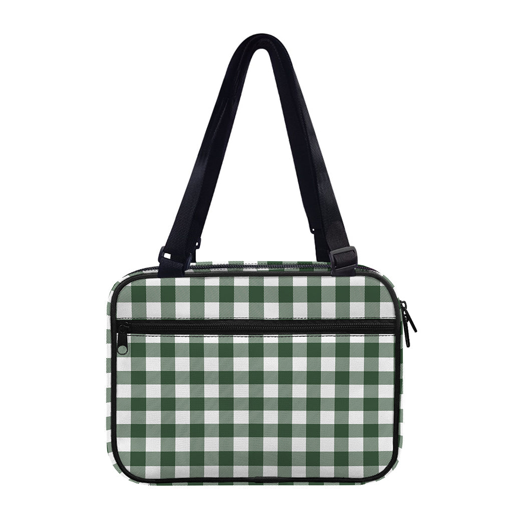 Forest Green Buffalo Check Pattern Print Double Strap Bible Bag