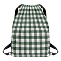 Forest Green Buffalo Check Pattern Print Drawstring Backpack