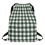 Forest Green Buffalo Check Pattern Print Drawstring Backpack