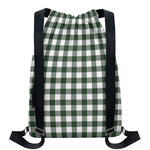 Forest Green Buffalo Check Pattern Print Drawstring Backpack