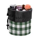 Forest Green Buffalo Check Pattern Print Drawstring Makeup Bag