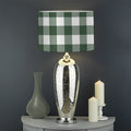 Forest Green Buffalo Check Pattern Print Drum Lamp Shade