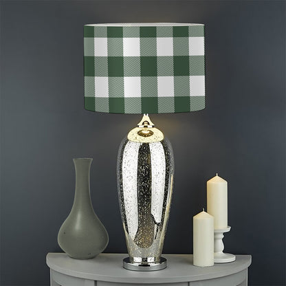 Forest Green Buffalo Check Pattern Print Drum Lamp Shade