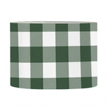 Forest Green Buffalo Check Pattern Print Drum Lamp Shade
