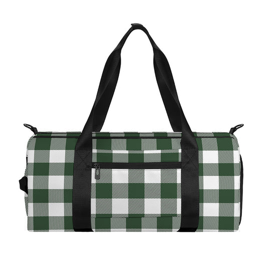 Forest Green Buffalo Check Pattern Print Gym Bag