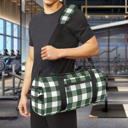 Forest Green Buffalo Check Pattern Print Gym Bag