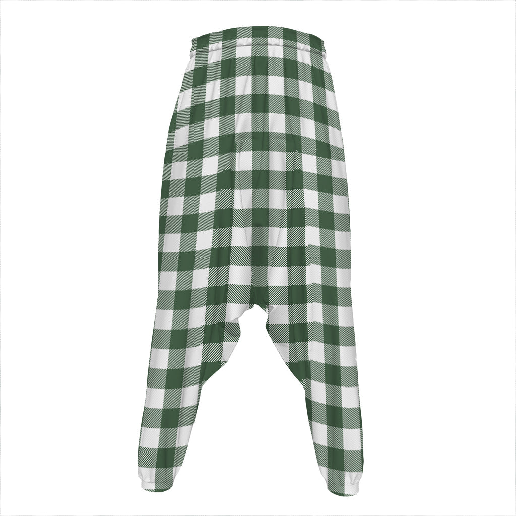 Forest Green Buffalo Check Pattern Print Hammer Pants