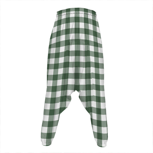 Forest Green Buffalo Check Pattern Print Hammer Pants