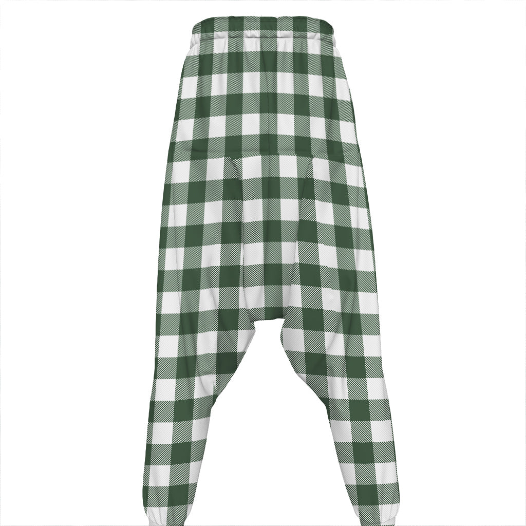 Forest Green Buffalo Check Pattern Print Hammer Pants