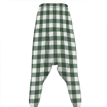 Forest Green Buffalo Check Pattern Print Hammer Pants