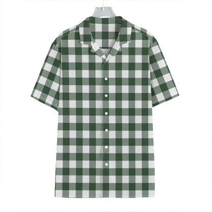 Forest Green Buffalo Check Pattern Print Hawaiian Shirt
