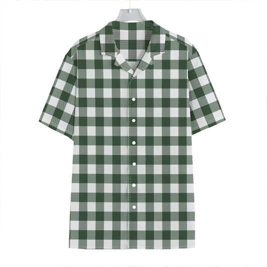 Forest Green Buffalo Check Pattern Print Hawaiian Shirt